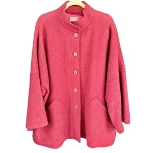 J.Jill Wool Blend Coat‎ Pink Button Front Pockets Oversized Relaxed Fit